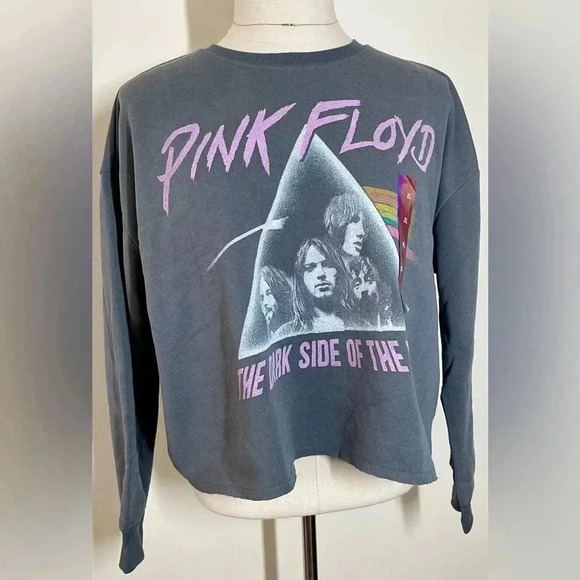Pink Floyd | Crop Sweatshirt | Grey with Cotton Fleece Interior | Women’s XL - Picture 3 of 5